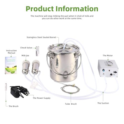 3LCow Milking Machine,13200mAh Rechargeable & Portable Milker,304 Food Grade Bucket with Automatical Vacuum Pulsation for Cows - size: 3L Cow