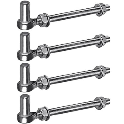 Insaga J Bolt Gate Hinge, 304 Stainless Steel Farm Gate Hinges, M12 x 8'' Gate Hinge Bolt 5/8'' for Chain Link Fence/Farm/Wooden Fence/Driveway, Supports up to 500lbs, 4pcs - color: M12-8''-4PCS