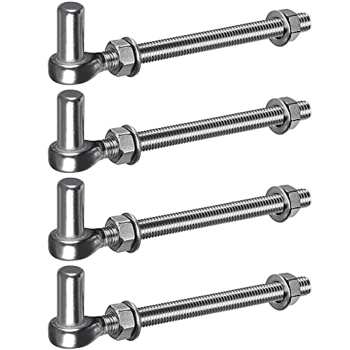 Insaga J Bolt Gate Hinge, 304 Stainless Steel Farm Gate Hinges, M12 x 8'' Gate Hinge Bolt 5/8'' for Chain Link Fence/Farm/Wooden Fence/Driveway, Supports up to 500lbs, 4pcs - color: M12-8''-4PCS