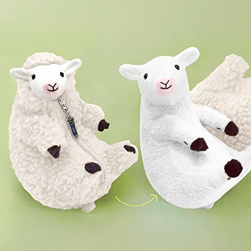 Cute Shaved Sheep Stuffed Animal, Kawaii Lamb Plushie Toy for Teen Kid Girl - color: White