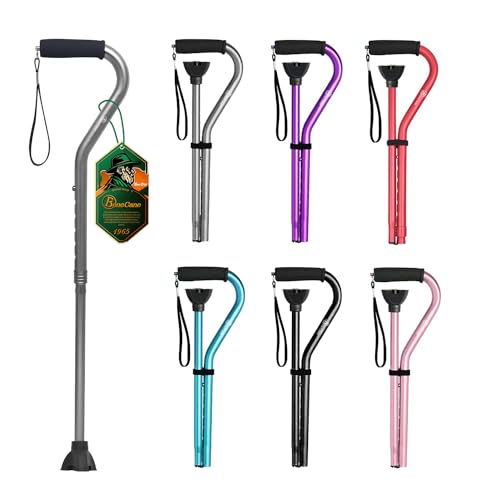 BeneCane Walking Cane for Men & Women Adjustable Cane with Offset Soft Cushioned Handle -Portable Lightweight Sturdy Mobility Walker Aid for Elderly, Seniors Collapsible Cane - color: Gray