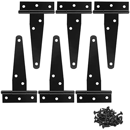 Murtenze 6Pack 4 Inch Black T-Strap Shed Hinge - color: Black, size: 4 Inch - 6Pack