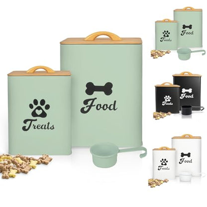 Dog Treat Container 2PCS, Dog Food Storage Container with Lids Airtight, Dog Treat Jars for Kitchen Counter-7+3Lbs (Saga Green) - color: Saga Green