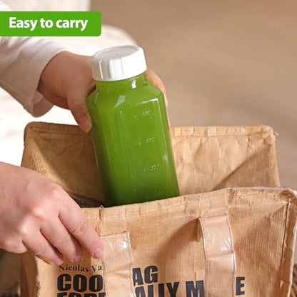 CUCUMI 12 Pack 16 Oz Glass Milk Bottles with Lids - color: 12 Pack with Pour Spouts, size: 16oz