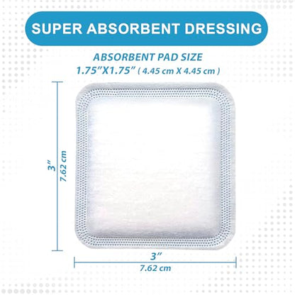 MedVance Super Absorbent Wound Dressing, Non-Adhesive Pads, 3"x3", Box of 5 | Sterile And Individually Wrapped - Non-Stick Wound Bandages - Super Soft - Highly Absorbent & Lock Exudate - Leakproof - size: 3"x3", style: 5 Pack