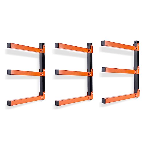 Ultrawall Wall Mount Wood Organizer and Lumber Storage Rack with 3-Level | Garage Metal Wood Storage Rack for Indoor & Outdoor Use, Orange 3 Pack - style: Casual