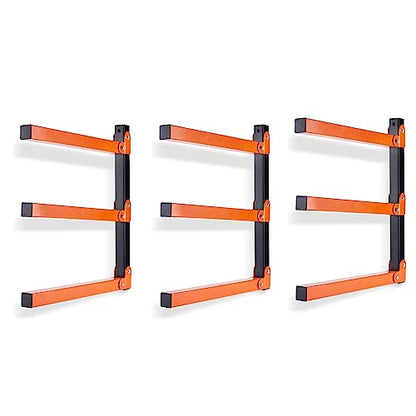 Ultrawall Wall Mount Wood Organizer and Lumber Storage Rack with 3-Level | Garage Metal Wood Storage Rack for Indoor & Outdoor Use, Orange 3 Pack - style: Casual