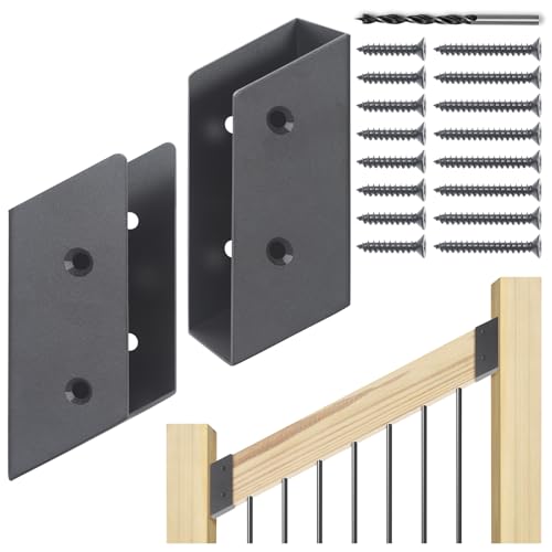 27.5°Stair Angle Stainless Steel Deck Railing Brackets Connectors for 2"x4" (Actual 1.5"x3.5") Railing Wood Post (4 Pair) - size: Angle 27.5°