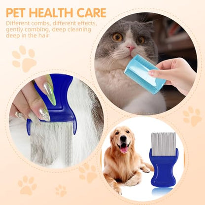HESSION 6 Pack Flea Lice Combs Removal Dandruff Comb with Metal Teeth Double Sided Fine Combs Metal Teeth Flea Lice Combs for Pets Kids Adults (Random) - color: Random