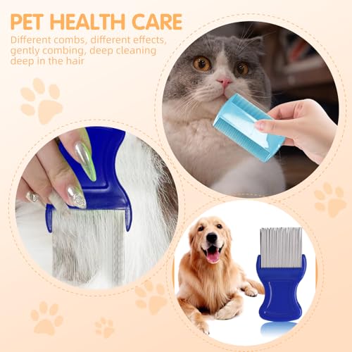 HESSION 6 Pack Flea Lice Combs Removal Dandruff Comb with Metal Teeth Double Sided Fine Combs Metal Teeth Flea Lice Combs for Pets Kids Adults (Pink) - color: Pink