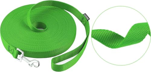 AMAGOOD Dog/Puppy Obedience Recall Training Agility Lead-15 ft 20 ft 30 ft 50 ft Long Leash-for Dog Training,Tie Out,Play,Safety,Camping (20Feet x 1Inch, Green) - color: Green, size: 1 Inch x 20 Feet