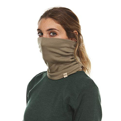 100% Merino Wool - Midweight Neck Gaiter - Skiing Neck Warmer - Winter Face Mask - Multipurpose Headwear - color: Tan 499