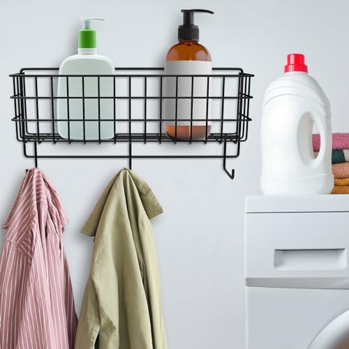 Tandefio 2 Pcs Basket & Tack Rack for Horse Hanging Bridle Rack with Basket Hanging Wire Basket with Tack Hook Hangers Wall Mounted Multi Use Stable Organizer Key Organizer Rack for Stable Saddle