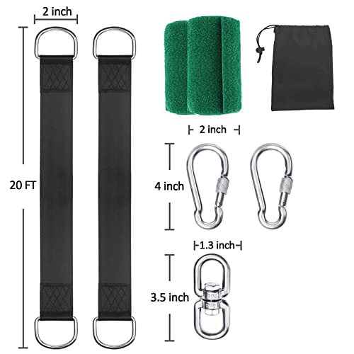Safe Tree Swing Hanging Straps Kit, 3FT/10FT/15FT/20FT, Heavy Duty Holds 5500LBS Extra Long Adjustable Tree Swing Straps, Easy & Fast Way to Hang Any Swing or Hammock(20 FT) - color: black, size: 20FT