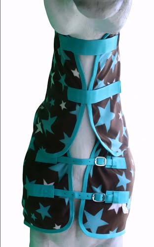Horse Soft Fleece Cooler Contoured Exercise Blanket Liner Sheet Wicks 4397N - color: Turquoise Stars, size: 60 inches