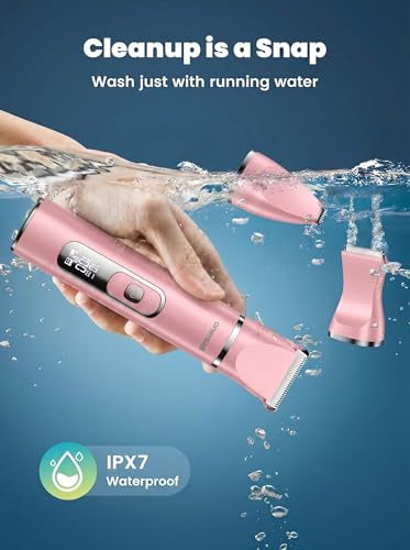 oneisall 4 in 1 Dog Grooming Kit with LCD Display Pink - color: Pink