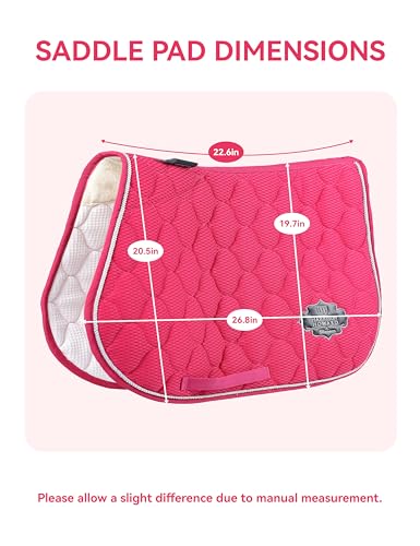 Harrison Howard 3D Air Mesh Saddle Pad for Horses – Breathable Shock-Absorbing All-Purpose English Saddle Pad - color: Magenta