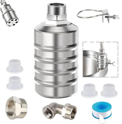 Water Float Valve, Auto Level Control, 304 Stainless, 1/2 in & 3/4 in - color: 1 Pack, size: Short
