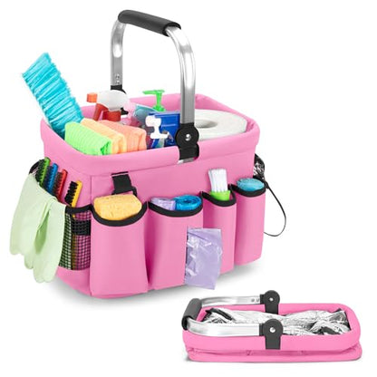 PGmoon Cleaning Caddy Organizer with Handle,Pink - color: Pink