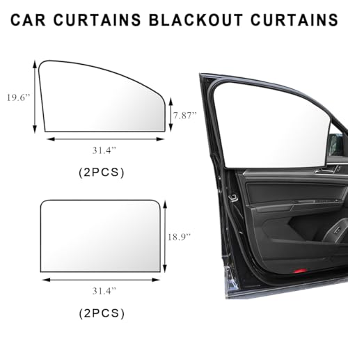 4 PCS Car Window Shades, Magnetic Light Blocking and UV Protection Privacy Shades, Car Window Screen for Baby, car Sunshade for Camping, Napping, Sleeping, Breastfeeding (Silver) - color: Silver