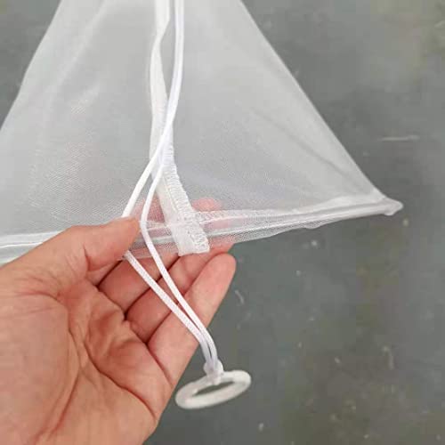 Luwint 2 Pack Honey Strainer Bags, 400 Micron Fine Nylon Mesh Filter with Stainless Steel Ring for 5 Gallon Bucket, Reusable Conical Food Filter for Honey, Beer, Nut Milk, Wine, Juice