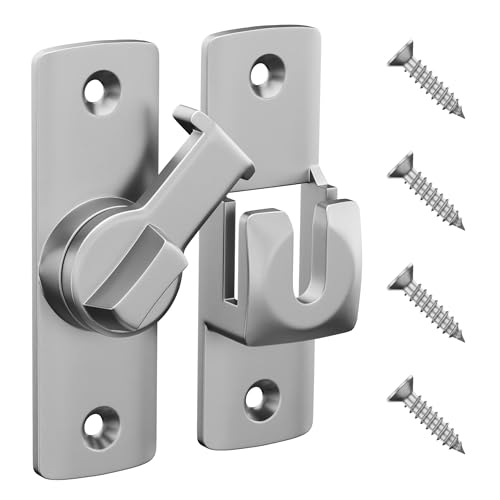 Flip Door Latch, 90/180 Degree Barn Door Latch, Silver Right Angle Door Lock Latch, Flip Gate Latches Hardware, Sliding Door Latch Lock for Cabinets, Bathroom, Barn Door, 1 Pack - color: Silver