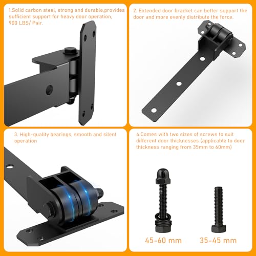 Heavy Duty Gate Hinges, 900 Lbs Capacity and Sealed Built-in Ball Bearings