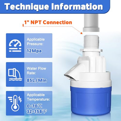 1" Water Float Valve for Water Tank, Water Troughs, Pond, Pool, Livestock - color: 1" Top Inlet