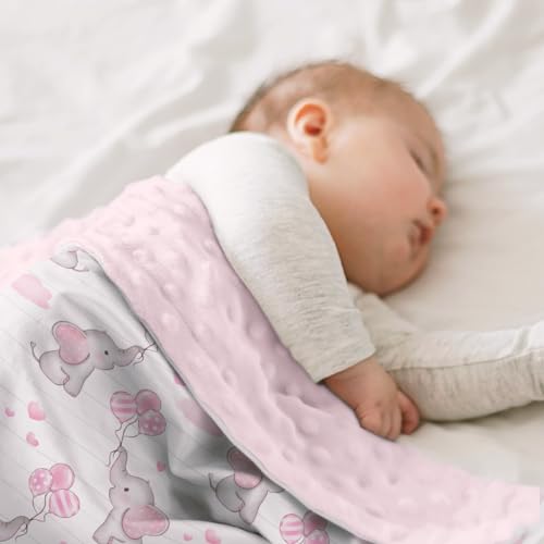 SANDJEST Elephant Kid Blanket for Girl - 30 x 40 Minky Throw Blankets for Girls - Gift for Kids on Birthday - color: Elephant