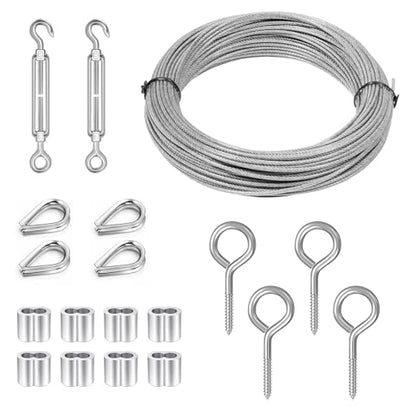 Dpyrrhic Turnbuckles for Cables Wires, 50Ft 1/16 Inch Stainless Steel Vinyl Coated Wire Trellis Kit,M5 Turnbuckle Tension Kit for Cable Railing Clothesline DIY Balustrades Etc - size: 50FT