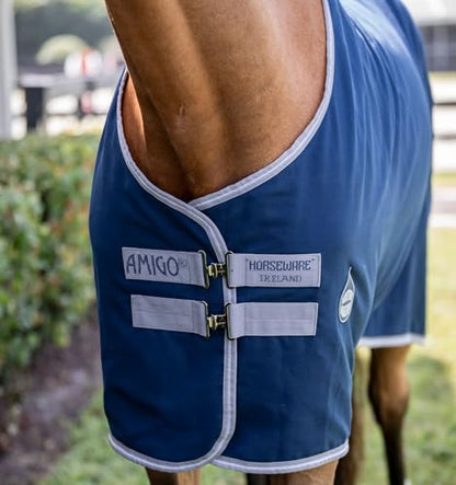 Horseware® Amigo® Stable Sheet - Navy/Titanium Grey & Silver, 75 inches - color: Navy/Titanium Grey & Silver, size: 75 inches