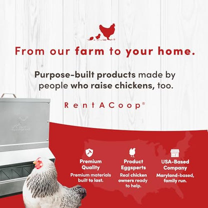 RentACoop 25lb Gravity-Fed Metal Trough Feeder with Lid & Rain Cover - size: 25LB Capacity