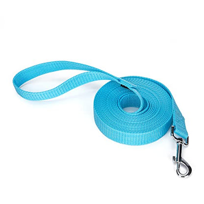 Strong Durable Nylon Dog Training Leash, 1 Inch Wide Traction Rope, 6 ft 10ft 15ft Long, for Small and Medium Dog (Mint Blue, 15 Feet) - color: Mint blue, size: 15 Feet