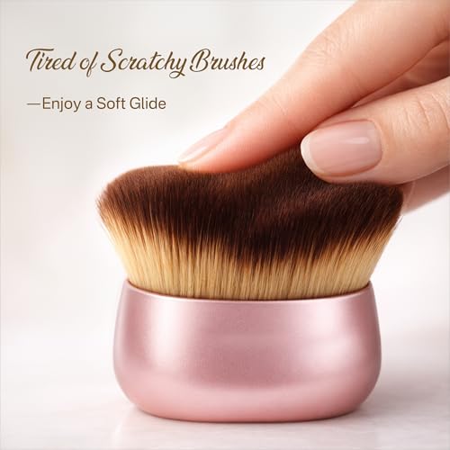 Streak-Free Kabuki Self Tanner Brush, Large Body Makeup Brush,Soft Dense Body Brus h for Self Tanner, Vegan Tanning Brush for Self Tan, Even Coverage, Ideal for Mousse, Lotion & Bronzing Foam, Pink - color: Pink