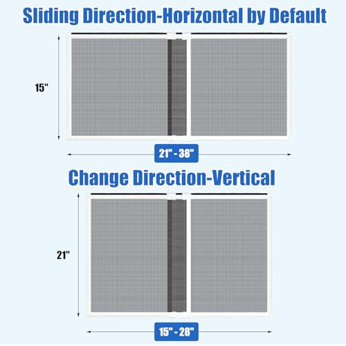 4 Pack Adjustable Window Screens Expandable, 2 Way Adjustable Sliding Window Screen, Horizontal (15" H x 21" - 38" W), Horizontal and Vertical Adjustable, Durable Replacement Screen for Window - size: 15"H x 21"-38"W