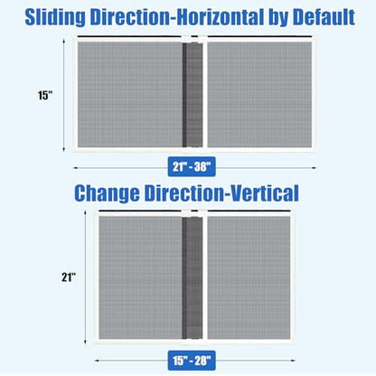 4 Pack Adjustable Window Screens Expandable, 2 Way Adjustable Sliding Window Screen, Horizontal (15" H x 21" - 38" W), Horizontal and Vertical Adjustable, Durable Replacement Screen for Window - size: 15"H x 21"-38"W