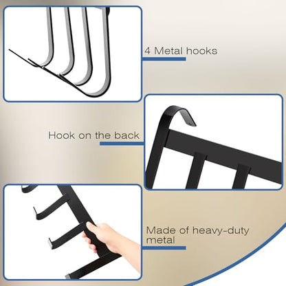 Dunzy 2 Pcs Black Tack Rack with Swivel Hooks, Hanging Bridle Hooks Portable Tack Hangers for Horses, for Stall Room Trailer Accessories (4 Hooks Style) - style: 4 Hooks Style