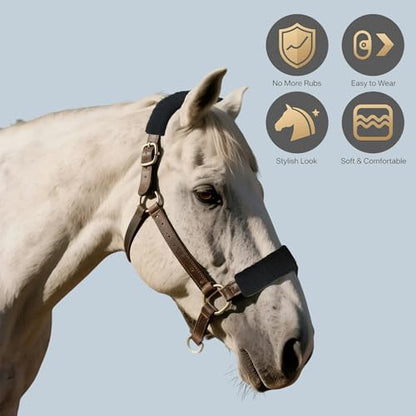 Fleece Horse Halter Cover (BN Series (2-Piece), Black) - color: Black, style: BN Series (2-Piece)