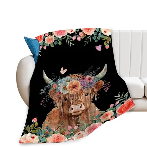Highland Cow Blanket Cute Cow Plush Throw Blanket Super Soft Cozy Warm Fleece Highland Cattle Bedding Blanket Gifts for Kids Girls Boys Women 50"X60" - color: Highland Cow, size: 50"x60"