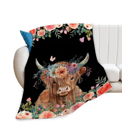 Highland Cow Blanket Cute Cow Plush Throw Blanket Super Soft Cozy Warm Fleece Highland Cattle Bedding Blanket Gifts for Kids Girls Boys Women 40"X50" - color: Highland Cow, size: 40"x50"