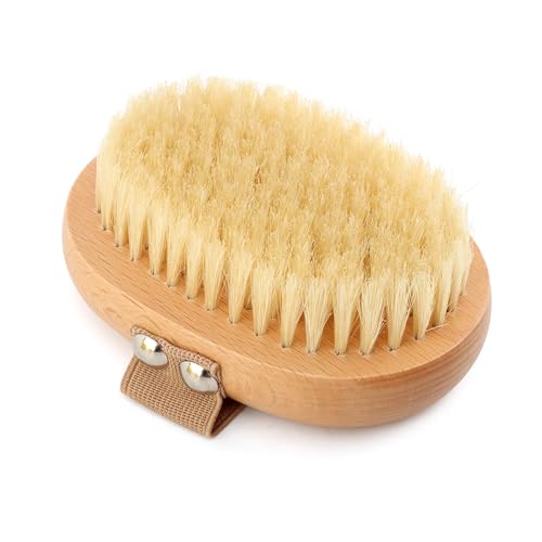 Soft Boar Bristle Pet Palm Brush for Short Haired Dogs and Cats, Ergonomic Pet Brush with Band, Natural Bristle Grooming Brus-h for Gentle Massage/Reduces Shedding(COLOR:Wood)