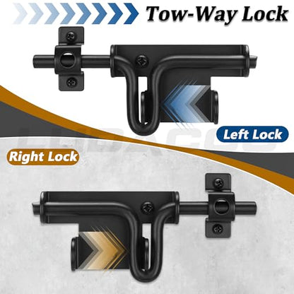 Slide Bolt Gate Latch Door Lock, Thickened Slide Bolt Latch Gate Hardware with Locking Hole for Padlock, Suitable for Heavy Duty Wooden Fence, Shed Doors, PVC Fence, Barn Doors, Black, 1 Pack