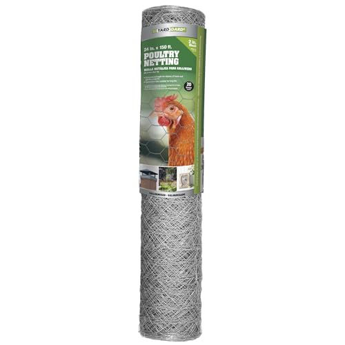 YARDGARD 2 Inch Poultry Netting, Chicken Wire Fence, 20 Gauge Galvanized Steel, Rabbit Fencing, Bird Enclosures, Garden Protection and Plant Support, 24 Inches x 150 Feet - size: 24 Inches x 150 Feet