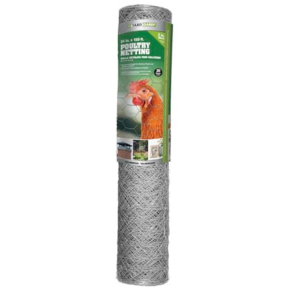 YARDGARD 2 Inch Poultry Netting, Chicken Wire Fence, 20 Gauge Galvanized Steel, Rabbit Fencing, Bird Enclosures, Garden Protection and Plant Support, 24 Inches x 150 Feet - size: 24 Inches x 150 Feet