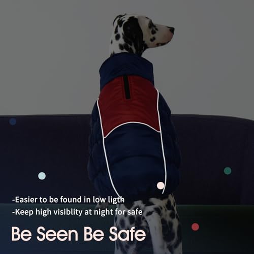 IECOii Extra Large Dog Coat - Thick Fleece Lined, Waterproof Snow Suit, Zippered Pet Jacket, Warm Winter Clothes, 4XL - color: Blue, size: XXXX-Large(Chest:47.24''/120 CM)
