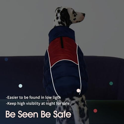 IECOii Extra Large Dog Coat - Thick Fleece Lined, Waterproof Snow Suit, Zippered Pet Jacket, Warm Winter Clothes, 4XL - color: Blue, size: XXXX-Large(Chest:47.24''/120 CM)