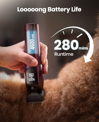 oneisall Professional Dog Clippers for Grooming Thick Hair, 9000RPM 5 Speed - color: Red