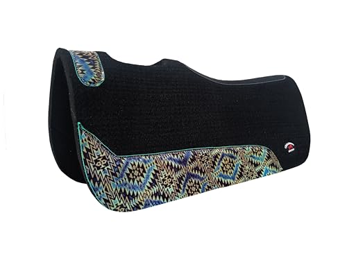 CHALLENGER 30x30 Contoured Wool Felt Western Saddle Pad Embossed Wear Leathers 3926CON - color: Turquoise Ridge