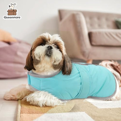 Queenmore Dog Winter Coat, Fleece Puffer Dog Down Vest, Samll Dogs Coat - color: Light Blue, size: Small