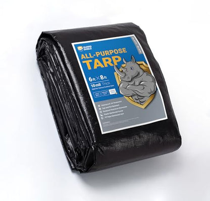 GUARD SHIELD Tarps Heavy Duty Waterproof 6x8 Feet Black Poly Tarp Cover Outdoor Thick UV Resistant Tarpaulin with Grommets 10mil - color: Black, size: 6x8